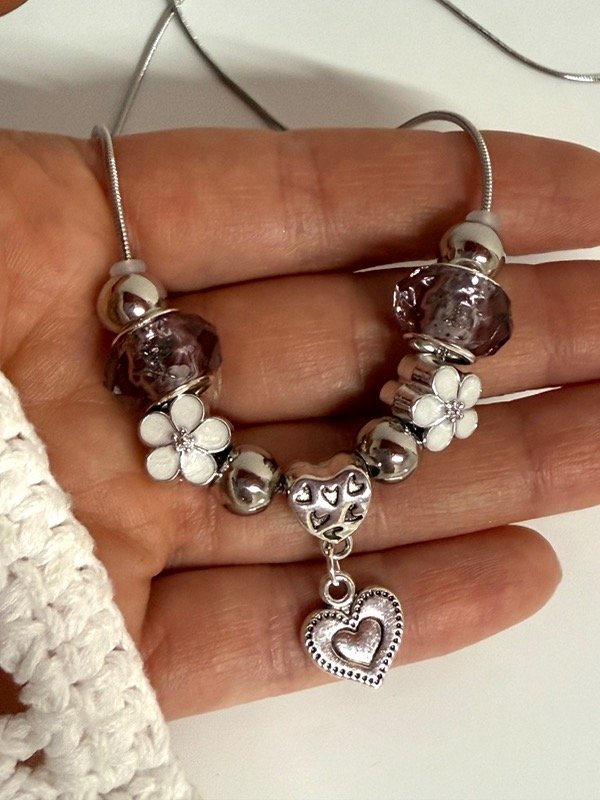 Producto - C411 Collar tipo Pandora con charms y cadena fina acero quirúrgico