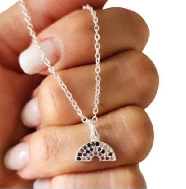 Producto - Gargantilla Arcoiris En Acero Blanco