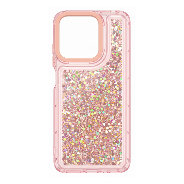 Producto - Funda Transparente Color con Glitter - Rosado - Motorola G15 - Fashion Case