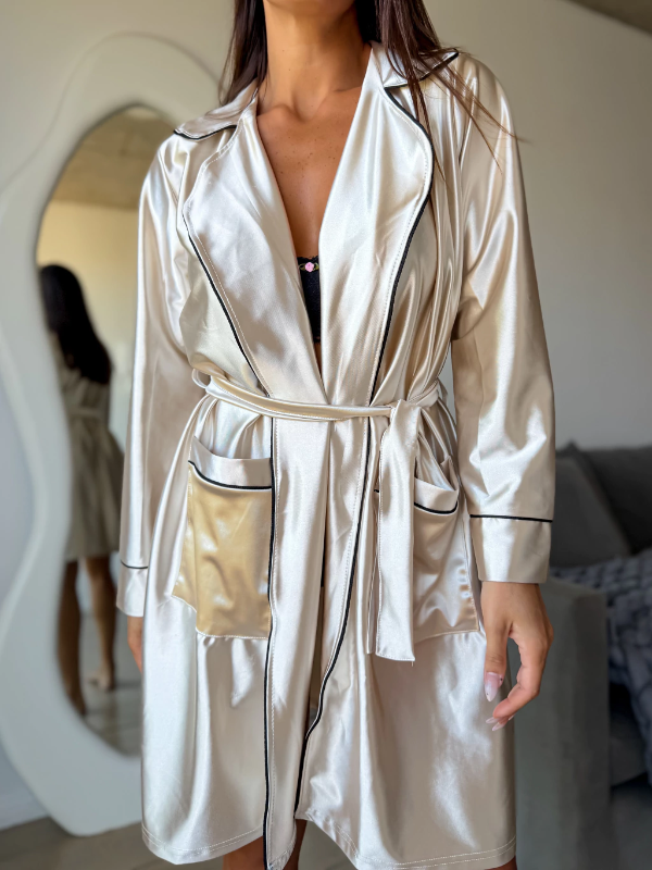 Producto - COMBO SATÉN pijama + bata champagne - 1