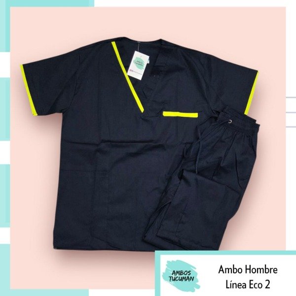 Producto - Ambo Eco Azul detalle Amarillo