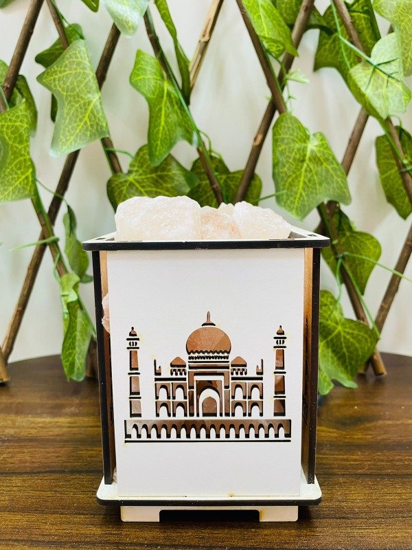 Producto - Lampara de sal madera deco cuadrada