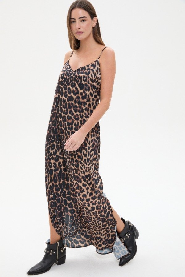 Producto - VESTIDO LARGO SATEN ANIMAL PRINT