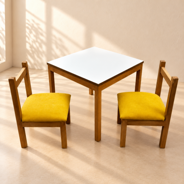 Producto - Mesa Madera con 2 Sillas Tapizadas CALIDAD PREMIUM - 1