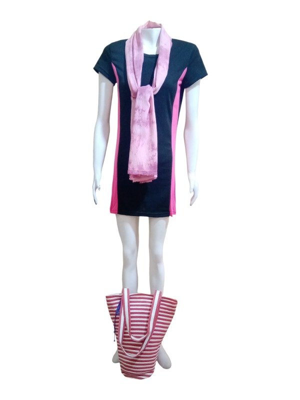 Producto - Vestido Eva- Talle 3 (equivale a talle 42)- Negro y rosa