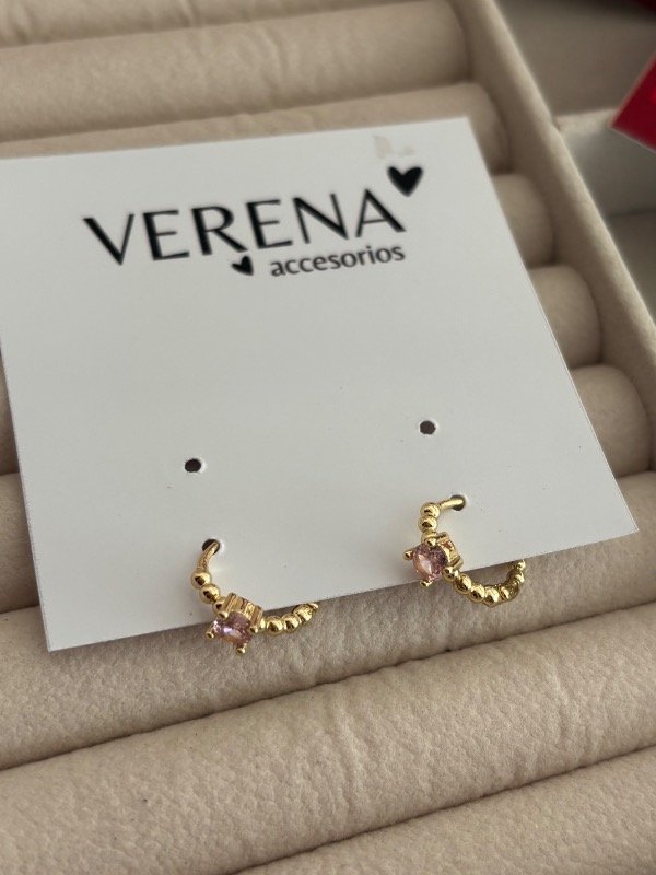 Producto - Argollitas minis strass rosa