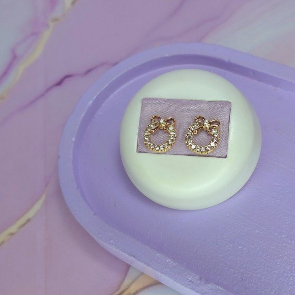 Producto - Aros moño corona de stras dorado AQ
