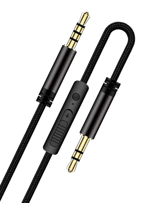 Producto - CABLE DE AUDIO AUXILIAR 3.5MM CON CONTROL DE VOLUMEN CORDON 1.25M