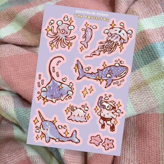 Producto - planchita de stickers "jelly ocean"