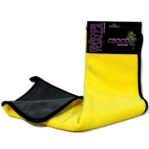 Producto - PAÑO MICROFIBRA TOALLA AMARILLO Y GRIS 700G 30 X 60CM TOWEL004 CROCOS DETAILING