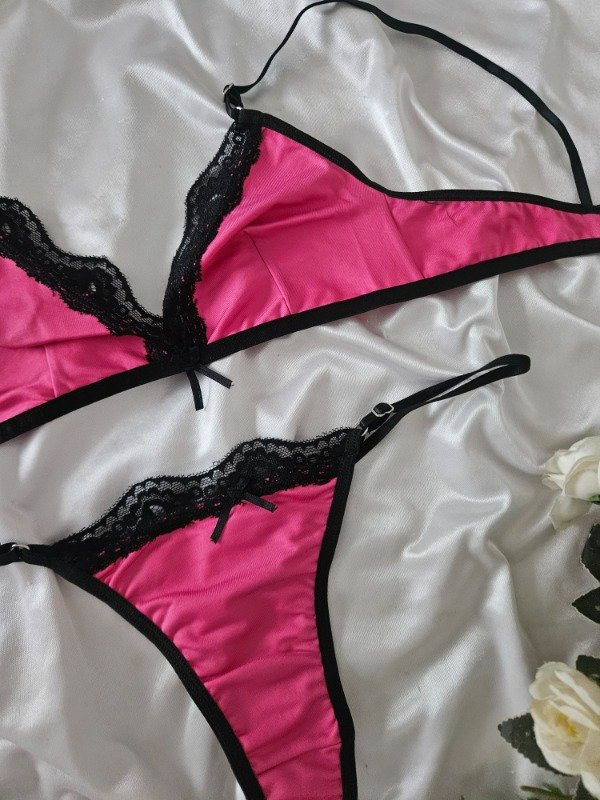 Producto - CONJUNTO LYCRA CON PUNTILLA FUSCIA (A09 A)