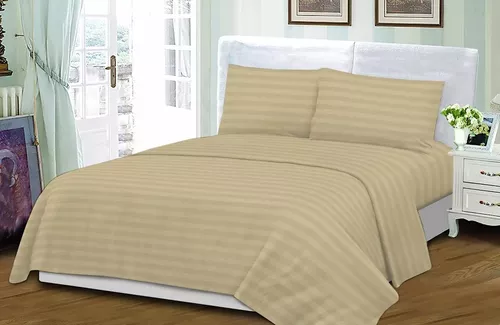 Producto - JUEGO DE SABANAS 2 P 1/2 BEIGE RAYADA