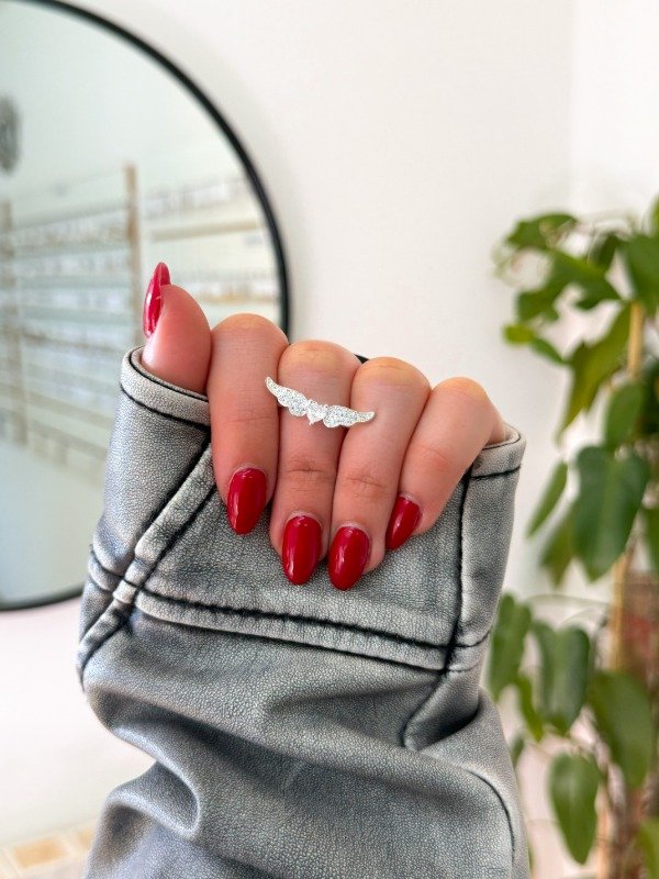 Producto - Anillo acero blanco alas corazón cúbics