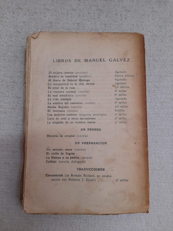 Producto - El Mal Metafisico - Manuel Gálvez - Novelistas Americanos - 3