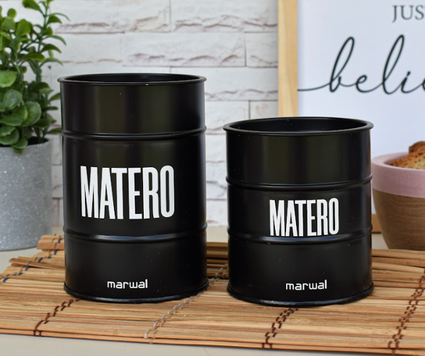 Producto - Juego de latas tambito Yerbera y Azucarera Aluminio Negro