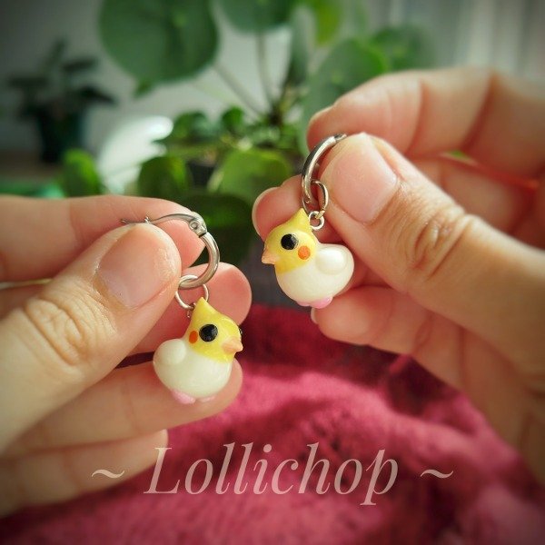 Producto - Aros Cacatua Ninfa Blanco