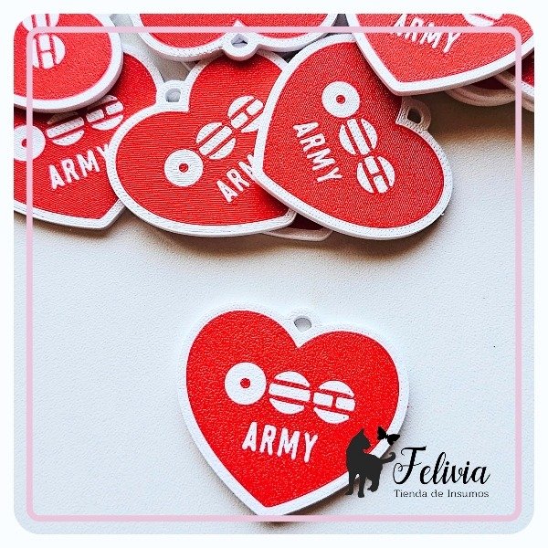 Producto - Dije 3D Corazón Army Blanco/Rojo - 0