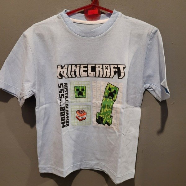 Producto - REMERA MANGA CORTA INFANTIL MINECRAFT CELESTE T.6