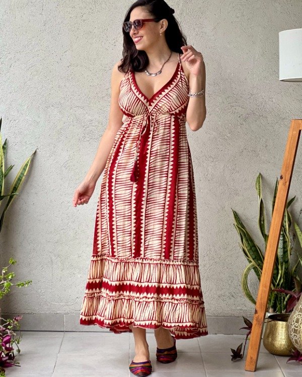 Producto - Solero Volados Algodón Rojo L XL