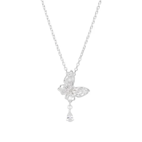 Producto - Cadena mariposa con gota colgante 42+3cm