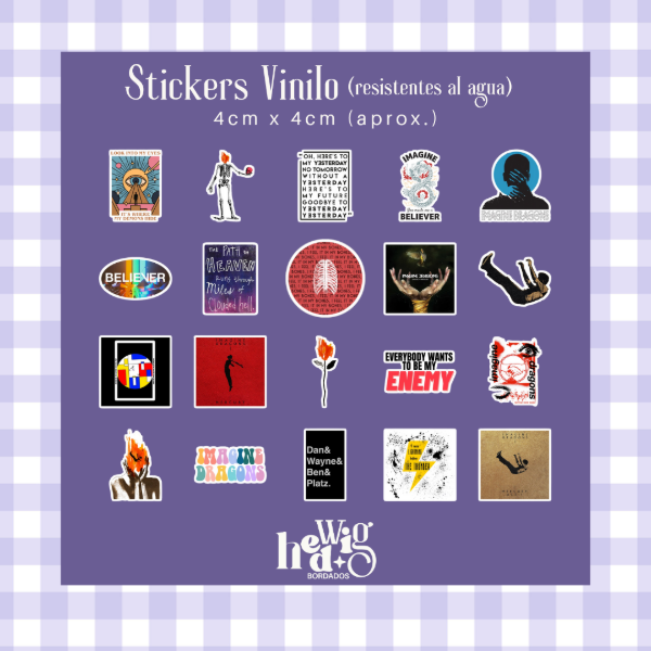 Producto - Pack 20 Stickers Vinilo IMAGINE DRAGONS