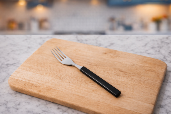 Producto - Tenedor De Mesa Acero Inoxidable Mango Plástico Negro Martinazzo