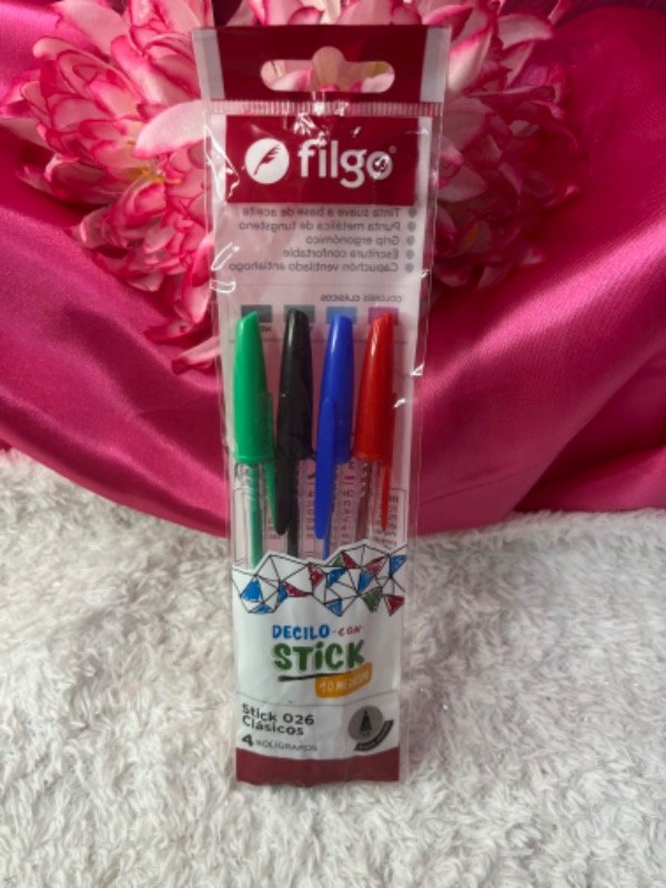 Producto - Paquete de biromes de colores x 4 filgo