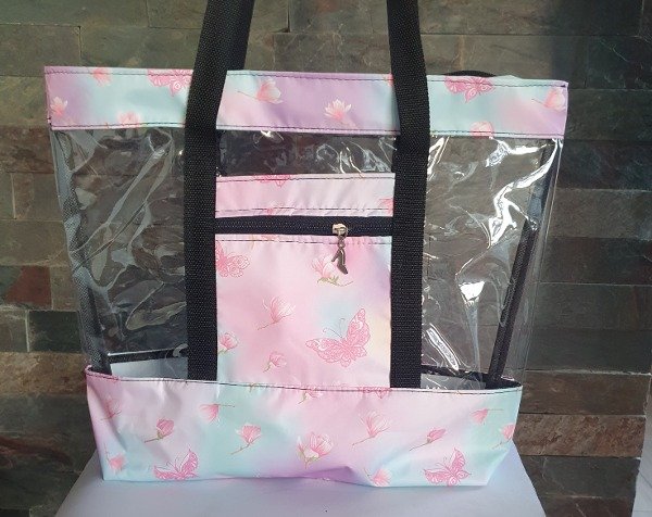 Producto - Bolso Playero Cristal Mariposas/Flores