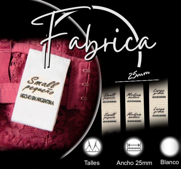 Producto - Etiquetas de talle en cinta raso 2,5cm (se vende por unidad)