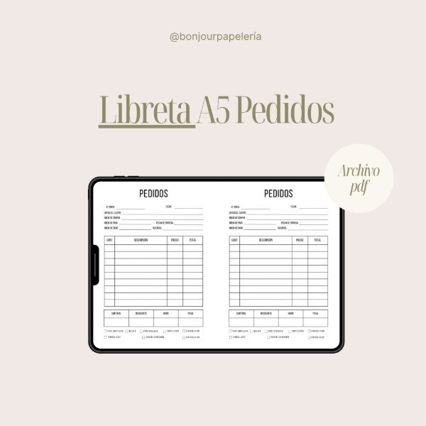 Producto - ARCHIVO DIGITAL pedidos para libreta abrochada