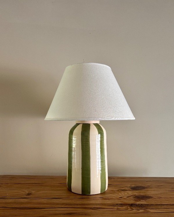 Producto - Lámpara Tambor Rayas verde cromo grande- A PEDIDO