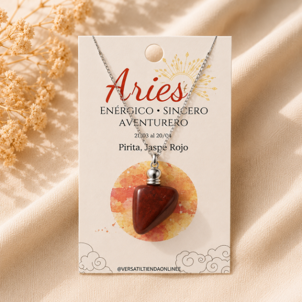 Producto - Dije Aries con Piedra Natural y Cadena de Acero Quirúrgico
