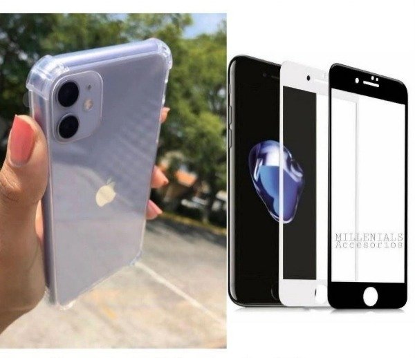 Producto - COMBO Funda Transparente + Vidrio Full iPhone