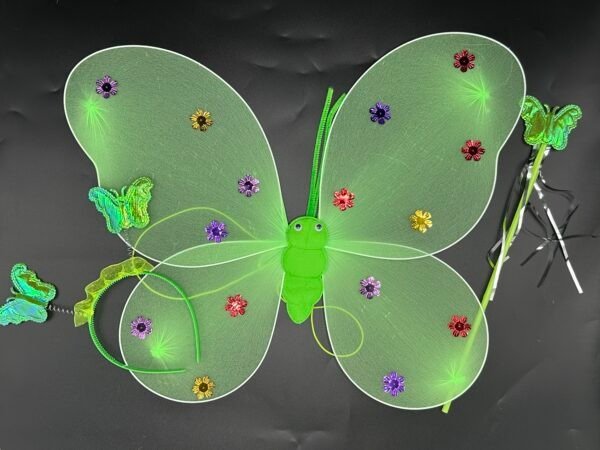 Producto - Alas Mariposa Verde + Varita + Vincha
