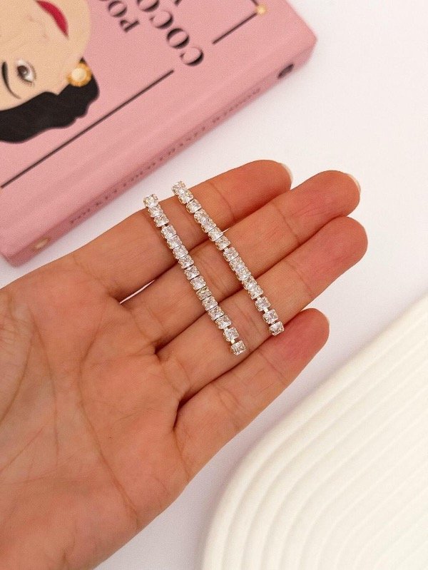 Producto - Aros de Fiesta Tira de Cristales Acero Dorado