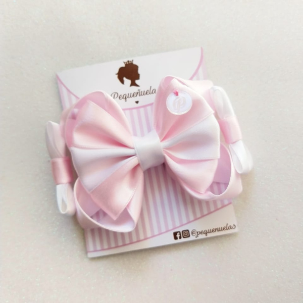 Moño Luci rosa y blanco