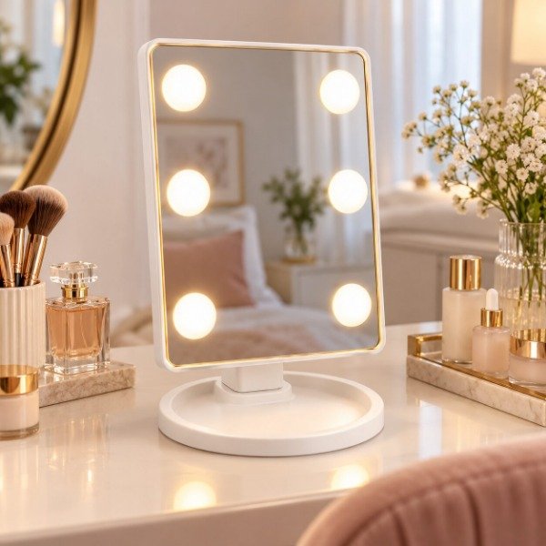 Producto - Espejo Led Rectangular c Base Organizadora y Giro 360 8181