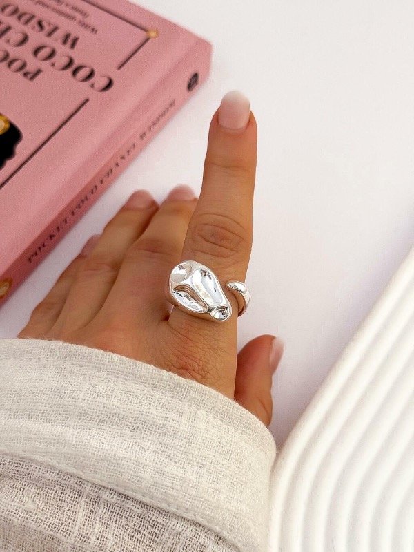 Producto - Anillo Piedra CHUNKY Regulable Acero Blanco