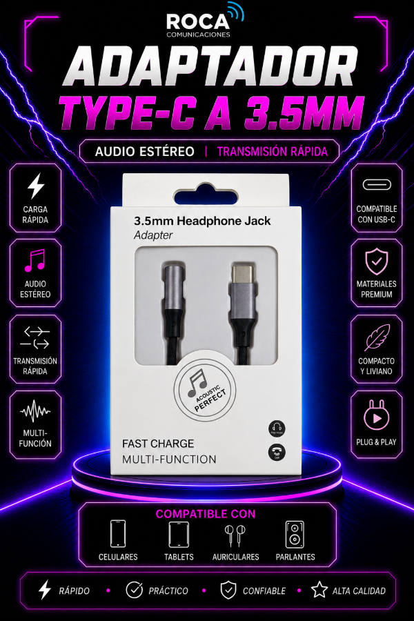 Producto - Adaptador USB Type-C a Jack 3.5 mm