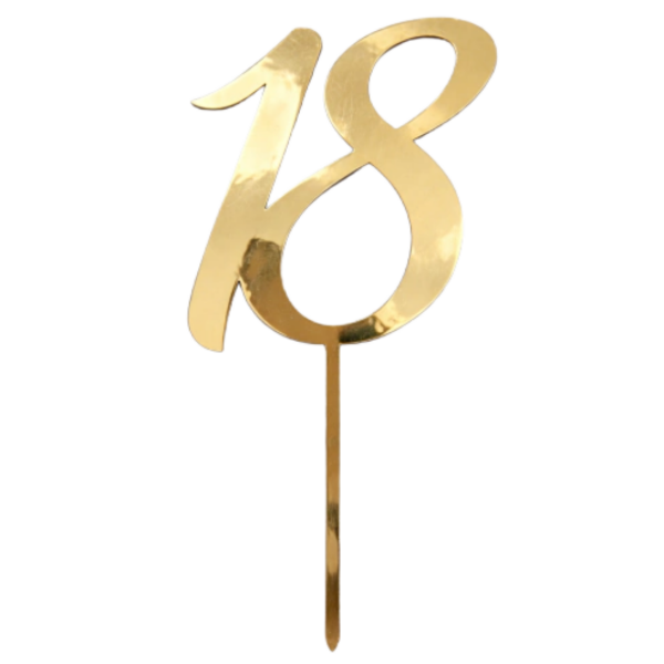 Producto - Cake topper 18 dorado fibrofacil