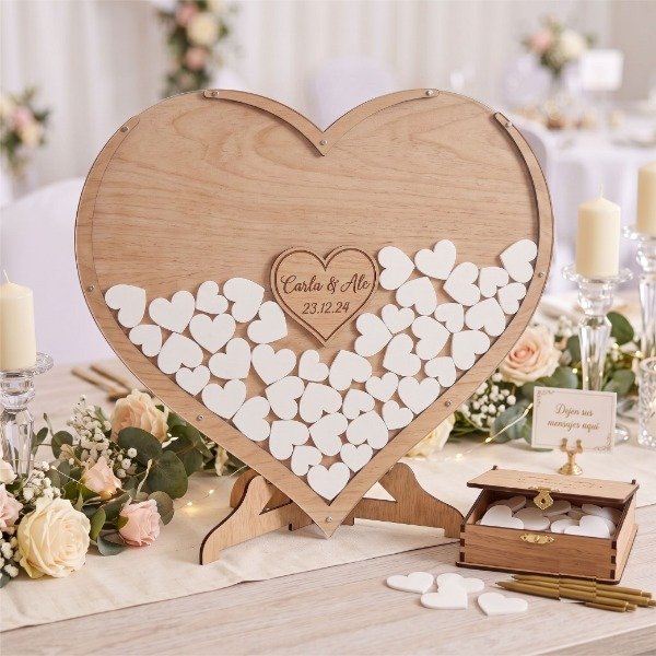 Producto - Corazón de Acrílico para Mensajes de Invitados