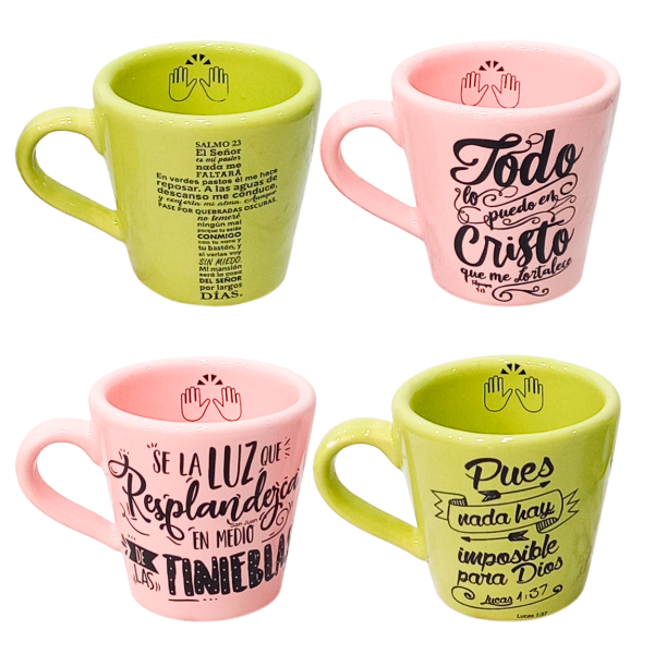 Producto - PROMO Tacita De Café Loza Color Con Texto Negro (PACK X2 UNIDADES)