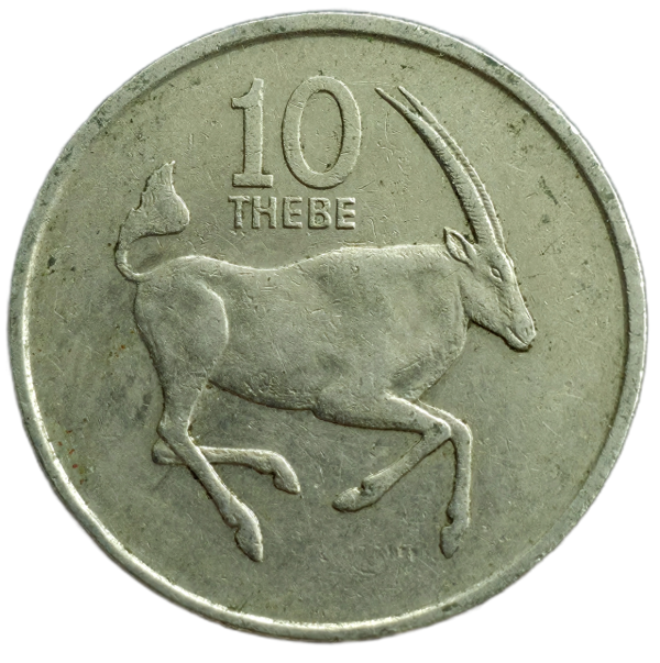 Producto - Botswana 10 Thebe 1989 Gemsbock sudafricano Km#5 VF