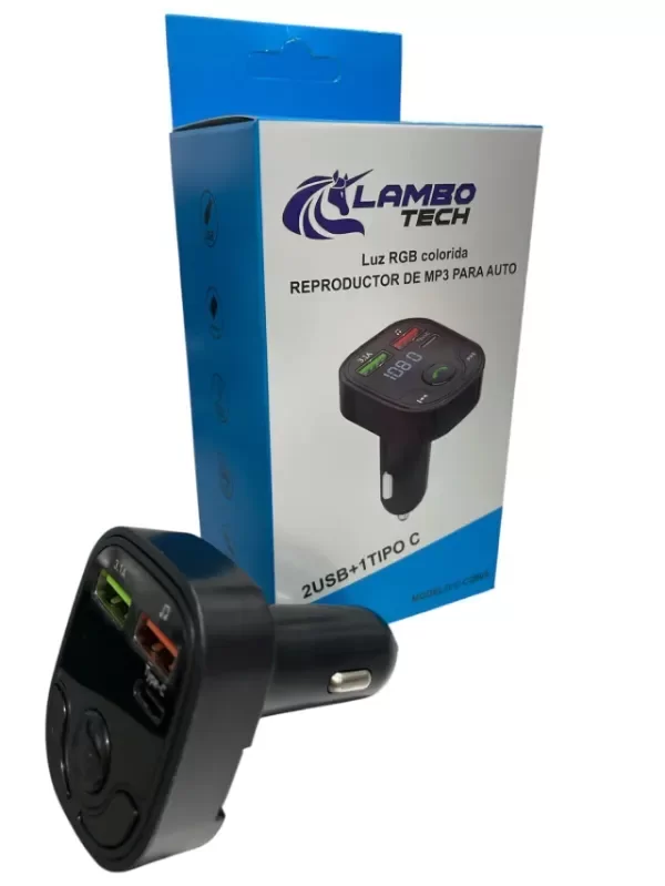 Producto - REPRODUCTOR MP3 Y TRANSMISOR FM PARA AUTO LAMBO TECH