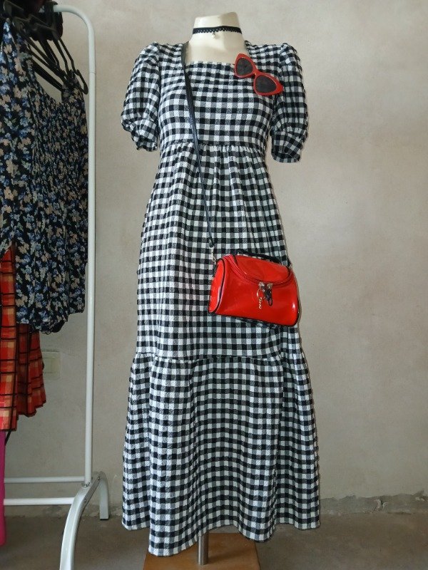 Producto - Vestido cuadros blanco y negro