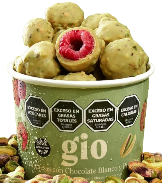 Producto - Gio Frambuesas Con Chocolate Blanco y Pistachos
