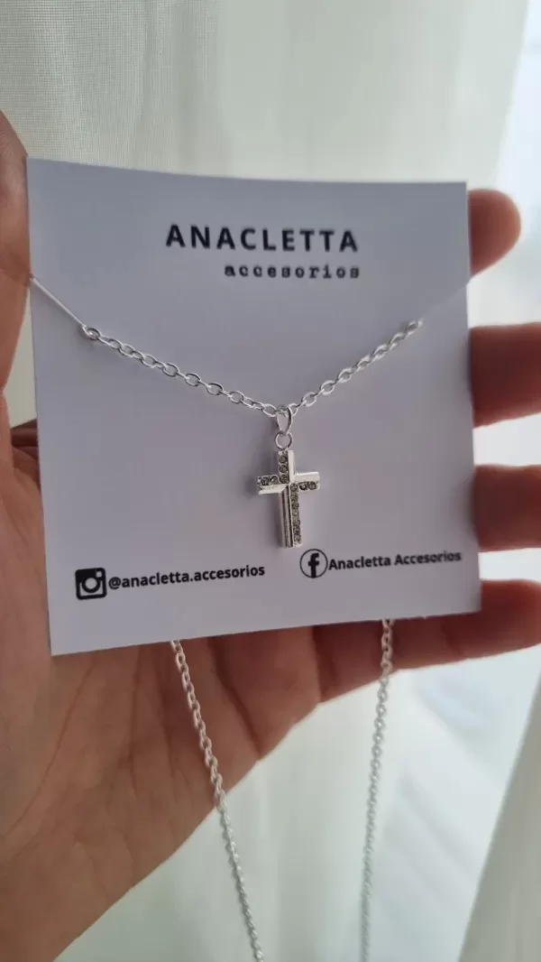 Producto - Gargantilla cruz con detalles en strass blanc9 Ab