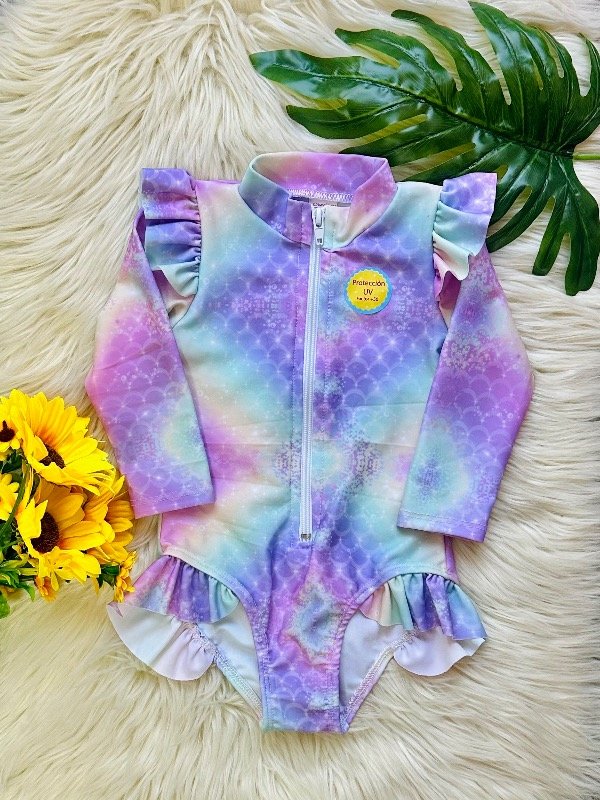 Producto - MAYA ENTERIZA C/MANGAS UV BABY SIRENA GALAXIA