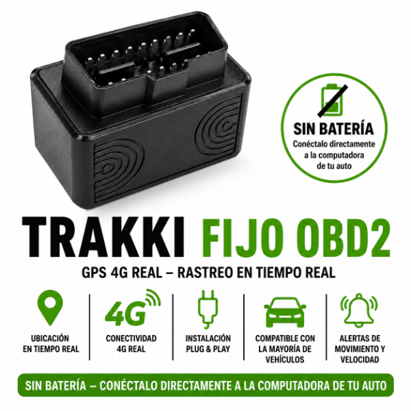 Producto - GPS Vehicular OBD2 4G TRAKKI Rastreo Tiempo Real Plug/Play