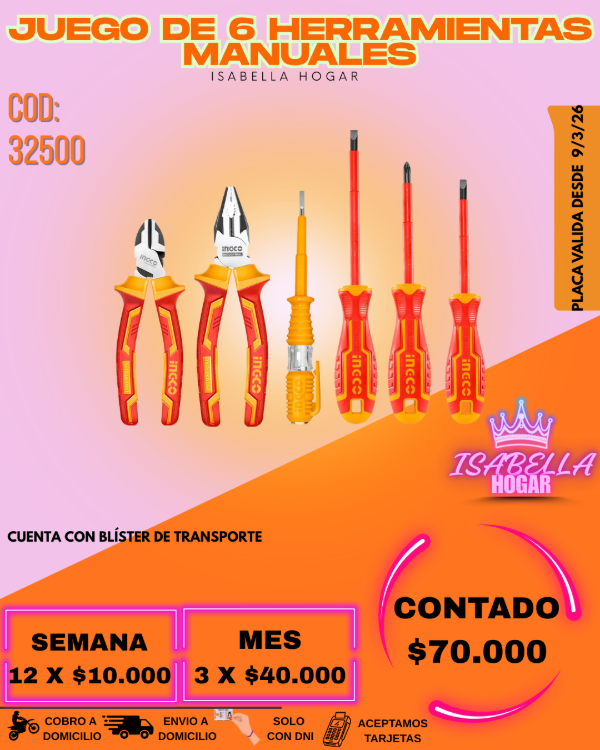 Producto - JUEGO DE 6 HERRAMIENTAS MANUALES